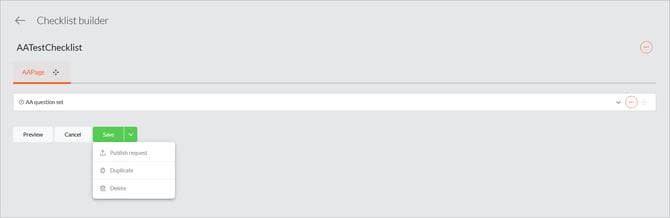 A Draft checklist showing the Request Publish button
